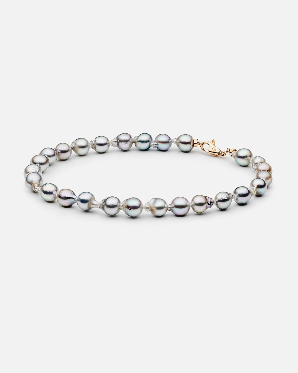 Kunitachi Ø6 armbånd med grå akoyaperler i 14 karat rosaguld