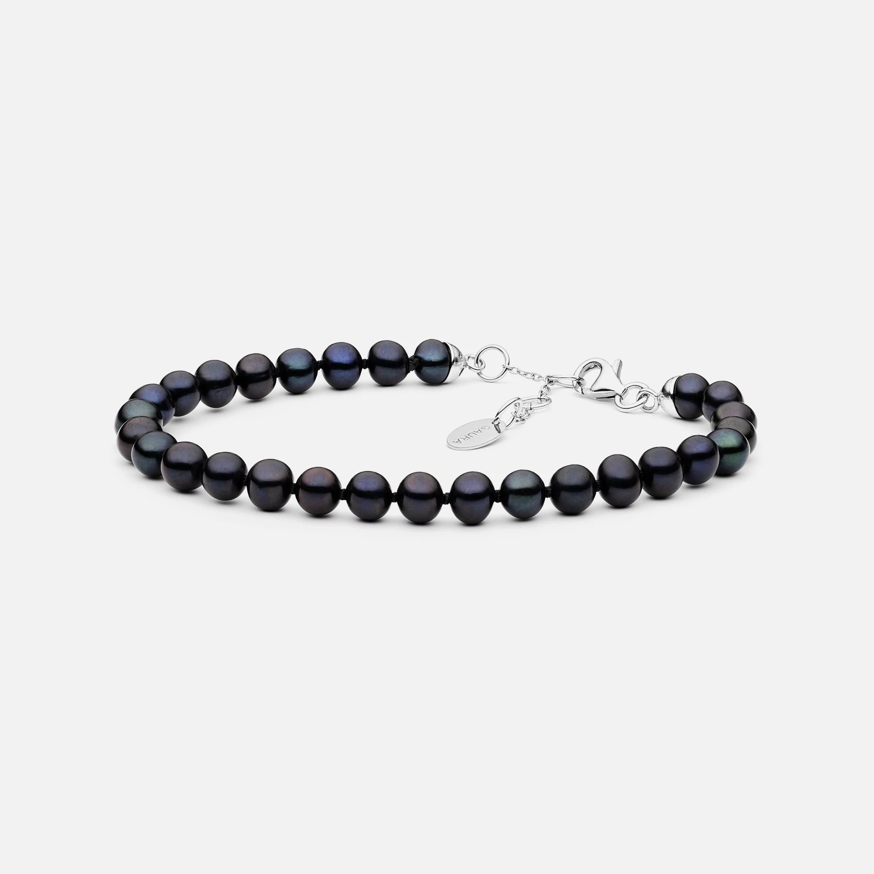 Nanjō Ø6 armbånd med sorte ferskvandsperler i sølv
