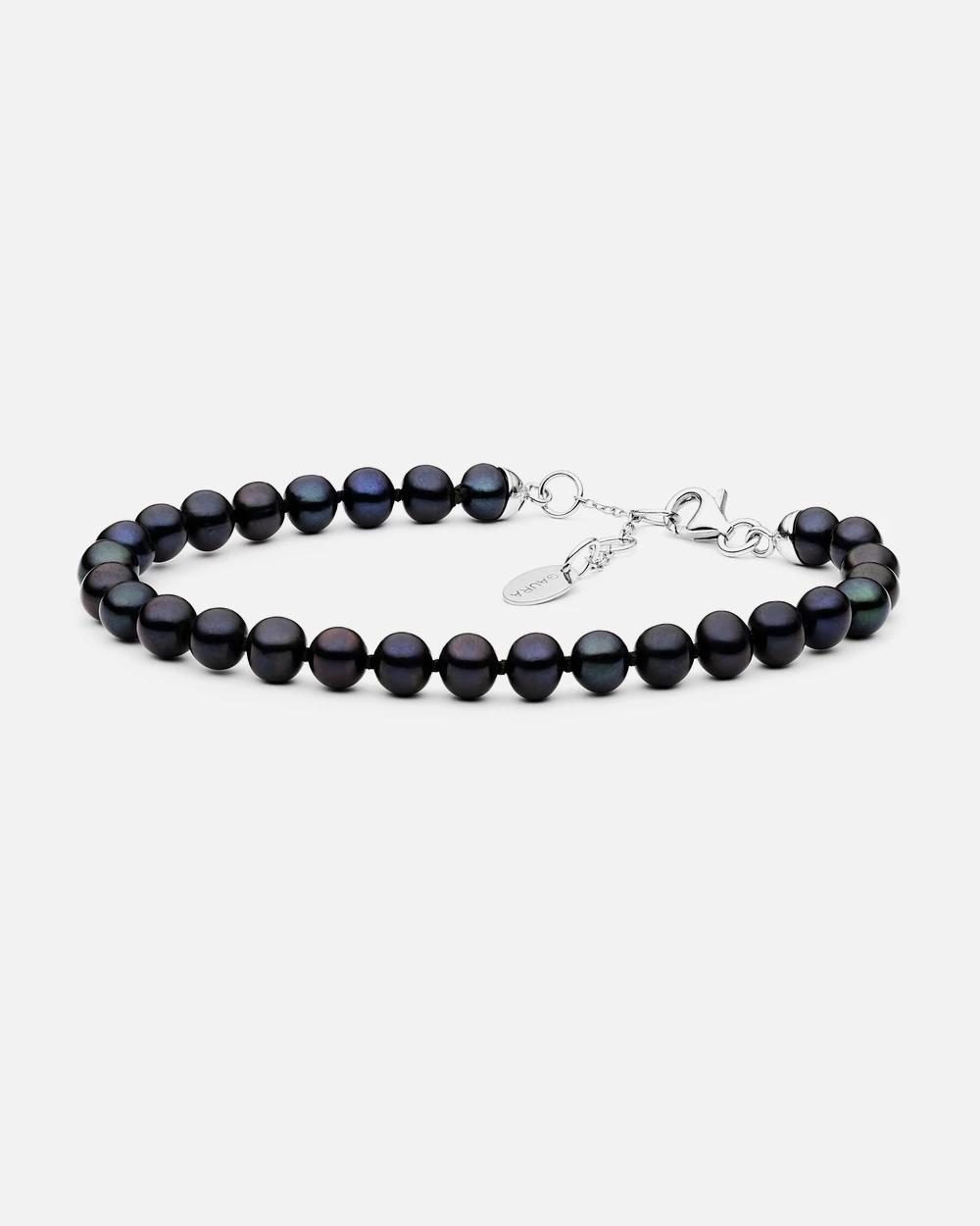Nanjō Ø6 armbånd med sorte ferskvandsperler i sølv