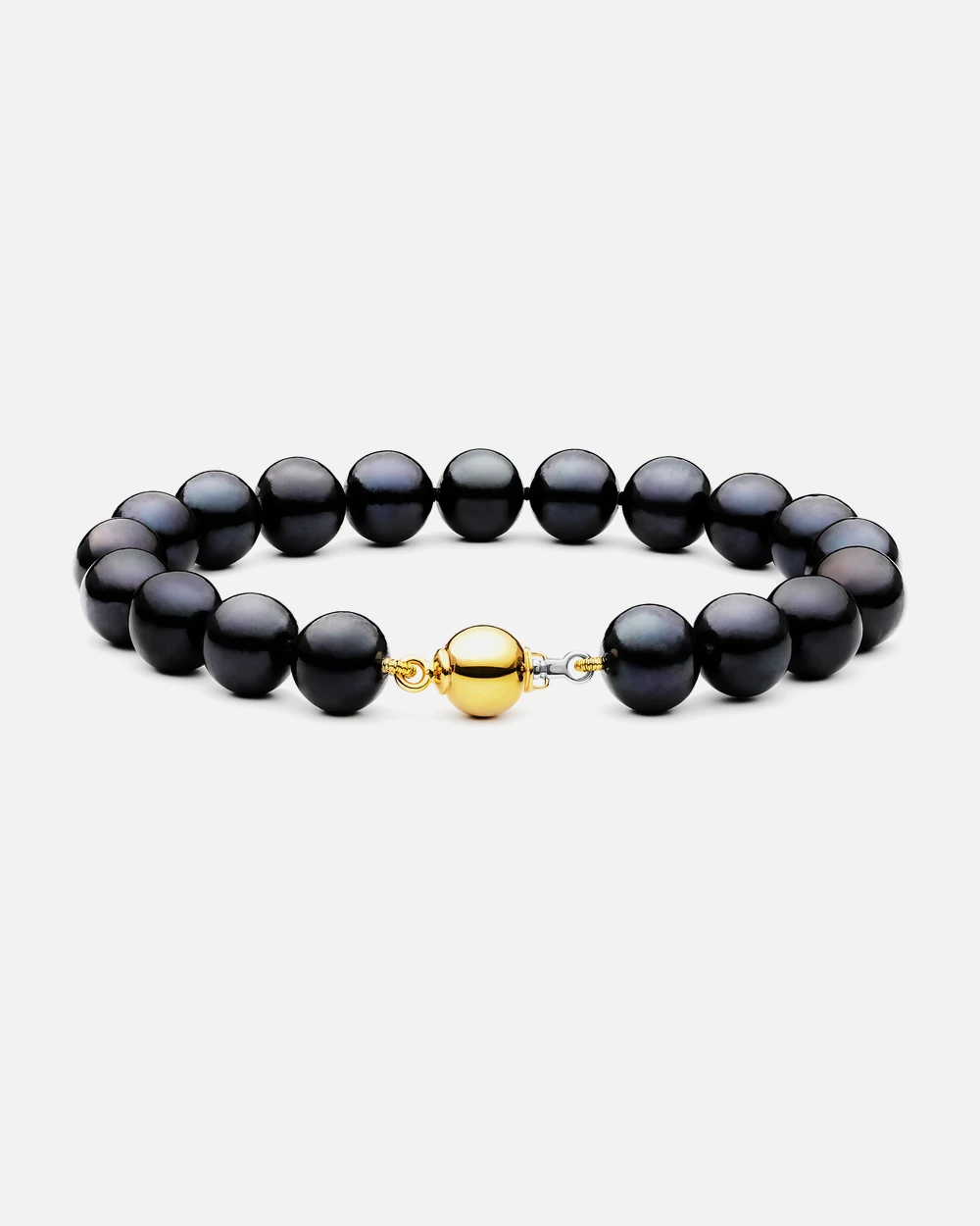 Niugini Ø9 armbånd med sorte ferskvandsperler i 14 karat gul- og hvidguld